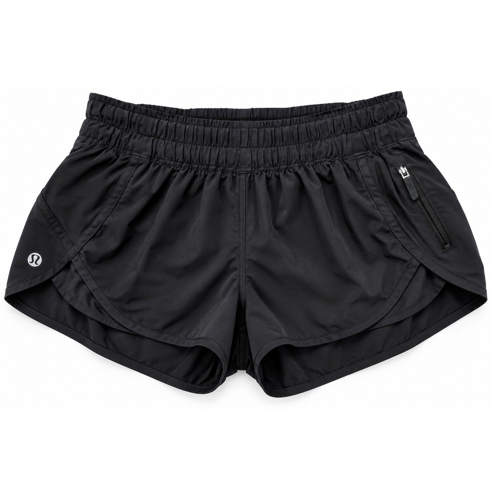 Lululemon Womens Running Shorts Black Lined Zip Pocket Reflective No Size Tag